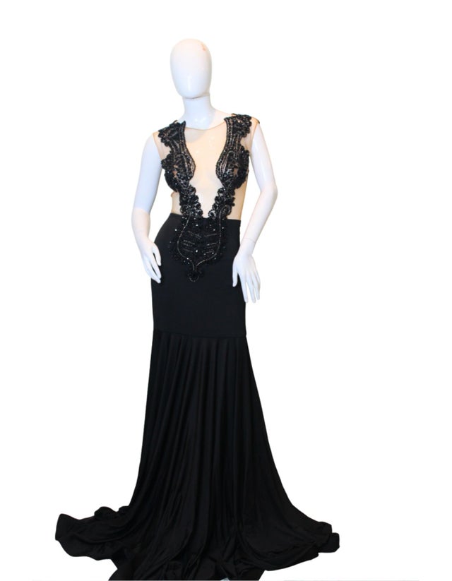 swarovski black dress Strapless Mini Sleeveless Swarovski Dress Queen of Diamonds Black Party Dress / L main image 0