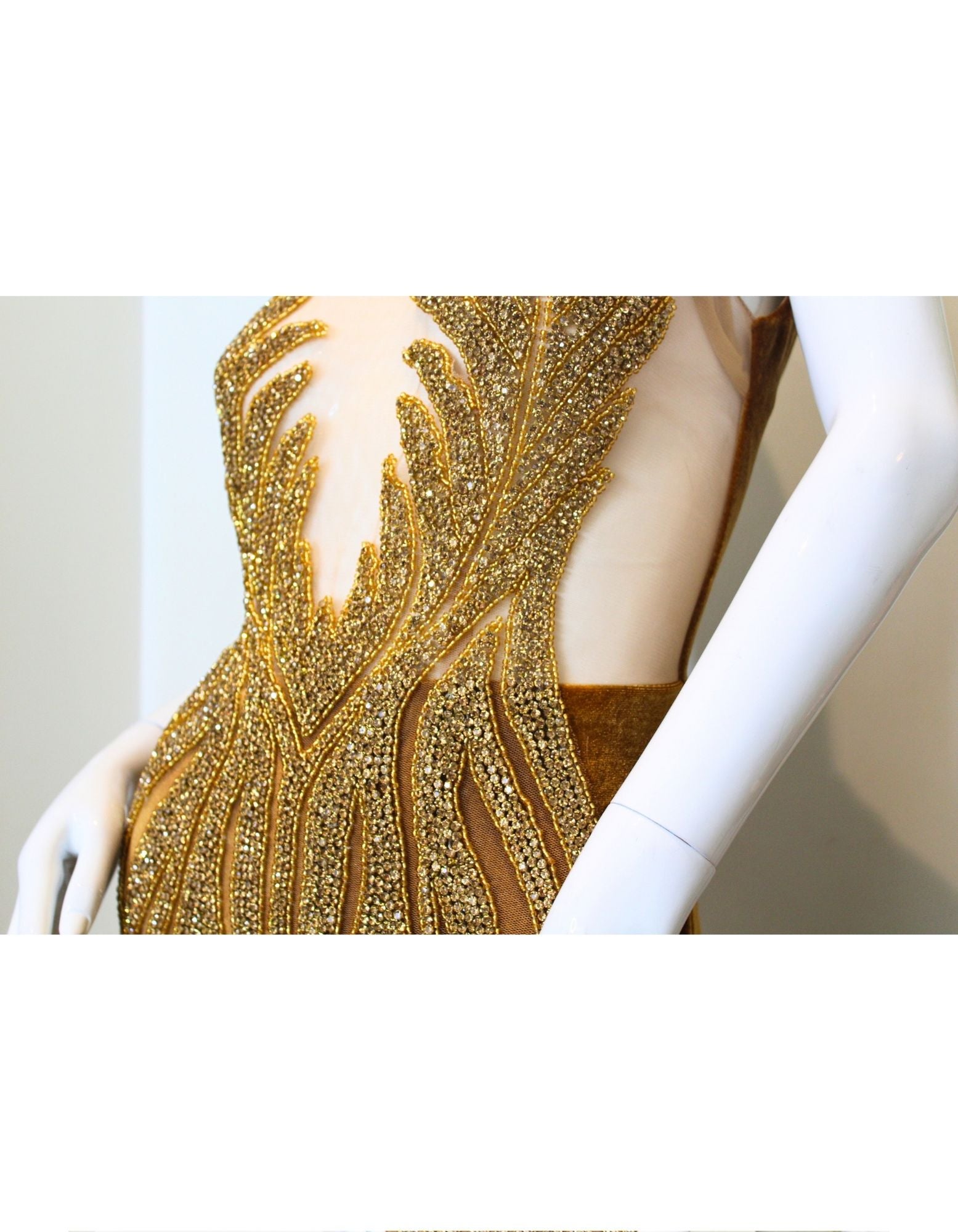 KANN Boutique Birthday Collection Juju Crystal Bronze + Red Long Velvet Gown  | Kann Boutique
